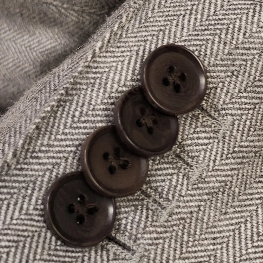 Banana Republic Sport Coat Mens 44R Gray Herringbone Slim Fit Cotton Blazer